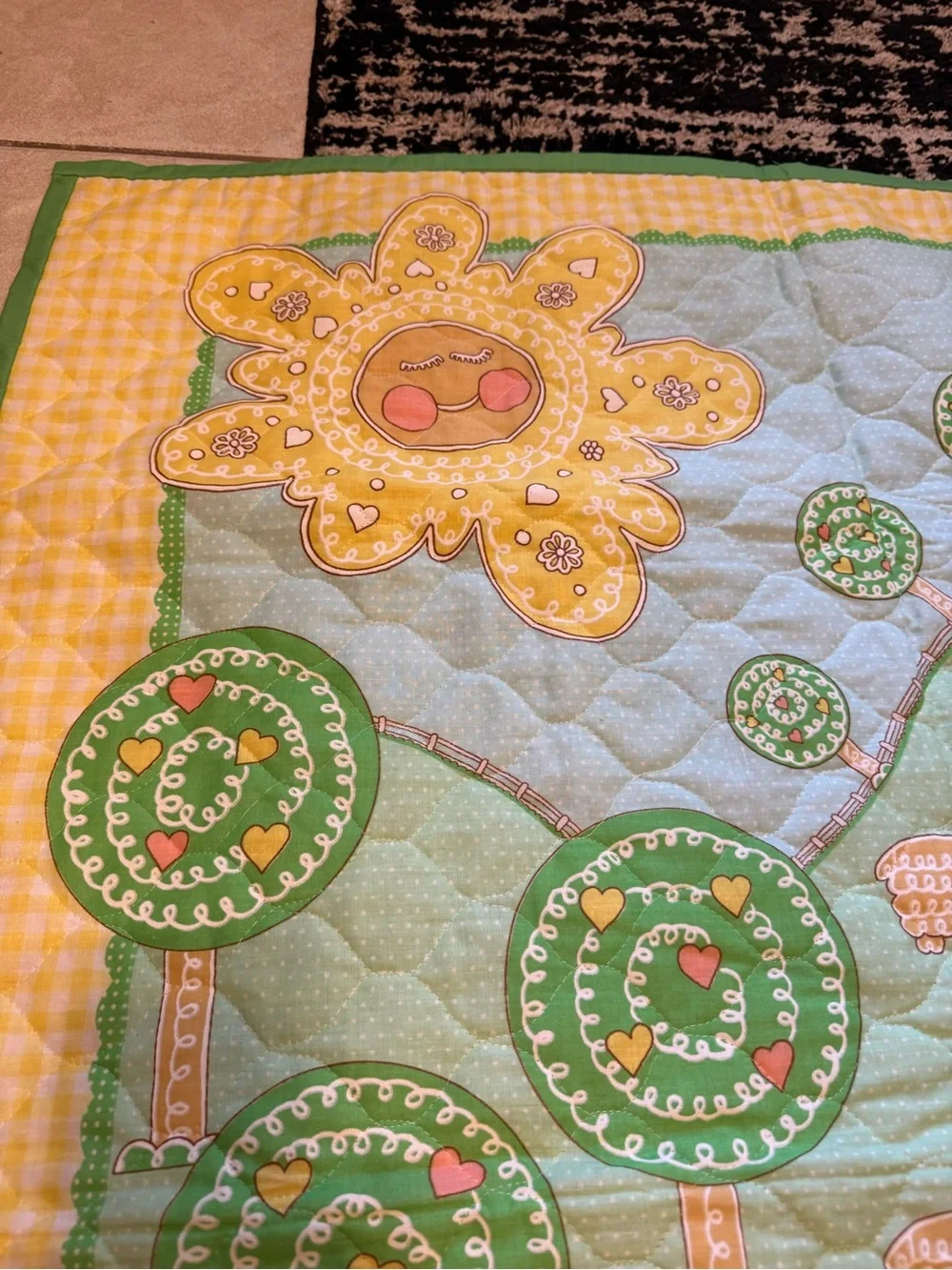 Vintage Thats Our Baby Farm Trees Sheep Sun Baby Blanket Quilt